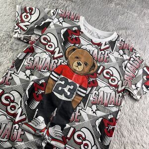 Launder Bear Shirt Mens Medium White Red Black Teddy Icon 23 Savage AOP